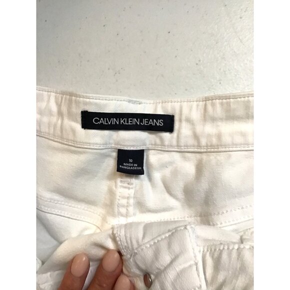 CALVIN KLEIN- WOMENS WHITE 98% COTTON BERMUDA SHORTS SIZE 10 - Picture 3 of 5